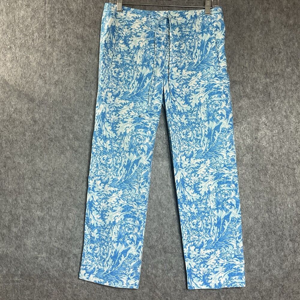 Talbots Pants Womens 8 Blue Tropical Pockets Stretch 30x25